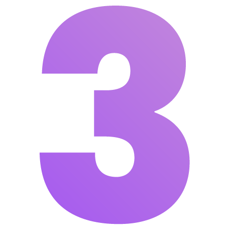 #3 icon with electric purple gradient
