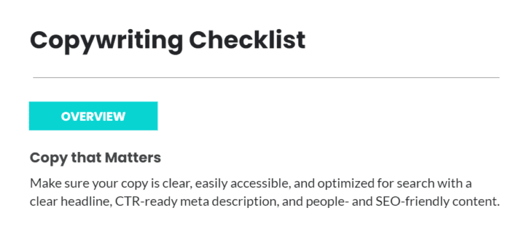 Sneak peak at our copywriting checklist opt-in