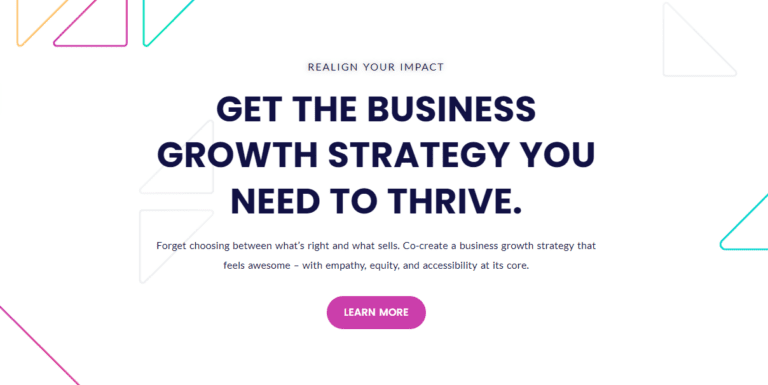 A page of our website, with a headline that reads, "Get the business growth strategy you need to thrive."