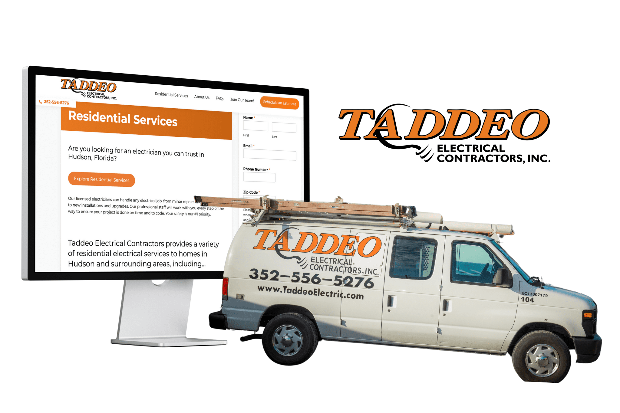 The Old Taddeo Website, Wrapped Van, and Logo