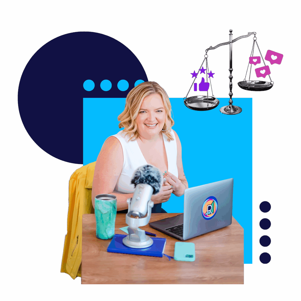 Fractional CMO Renia Carsillo smiling and sitting at a desk