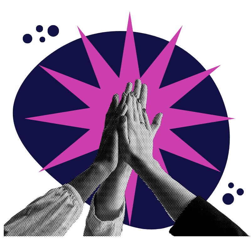 three hands meeting together in a high five