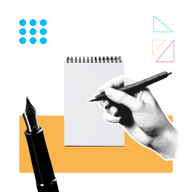 a hand holding a pen and writing in a notebook