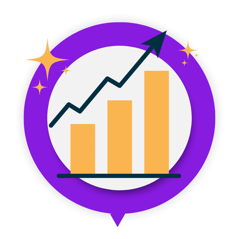 a bar graph showing an upward trend
