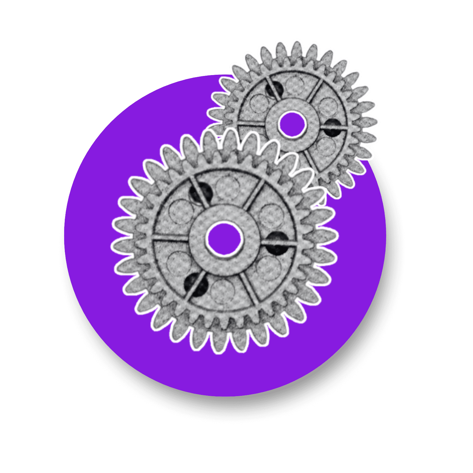 a large gear with a smaller gear slightly behind it