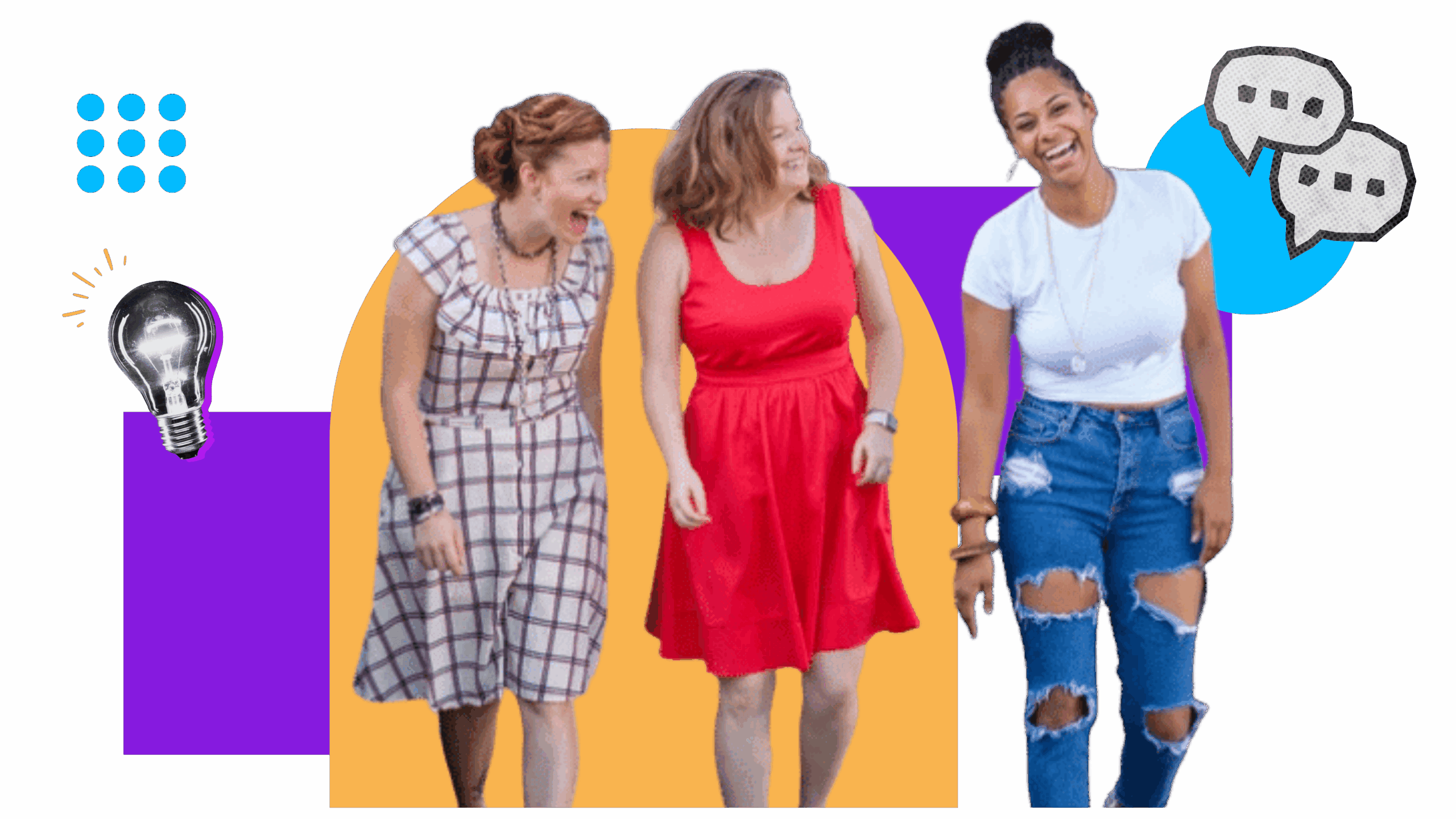 Renia walking and laughing with two clients of Realign Consulting's business coaching for women founders