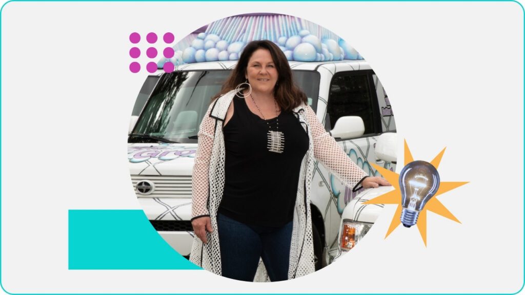 Mrs. Grout founder, Lisa Council, stands in front of a Grout Mobile branded for her local business