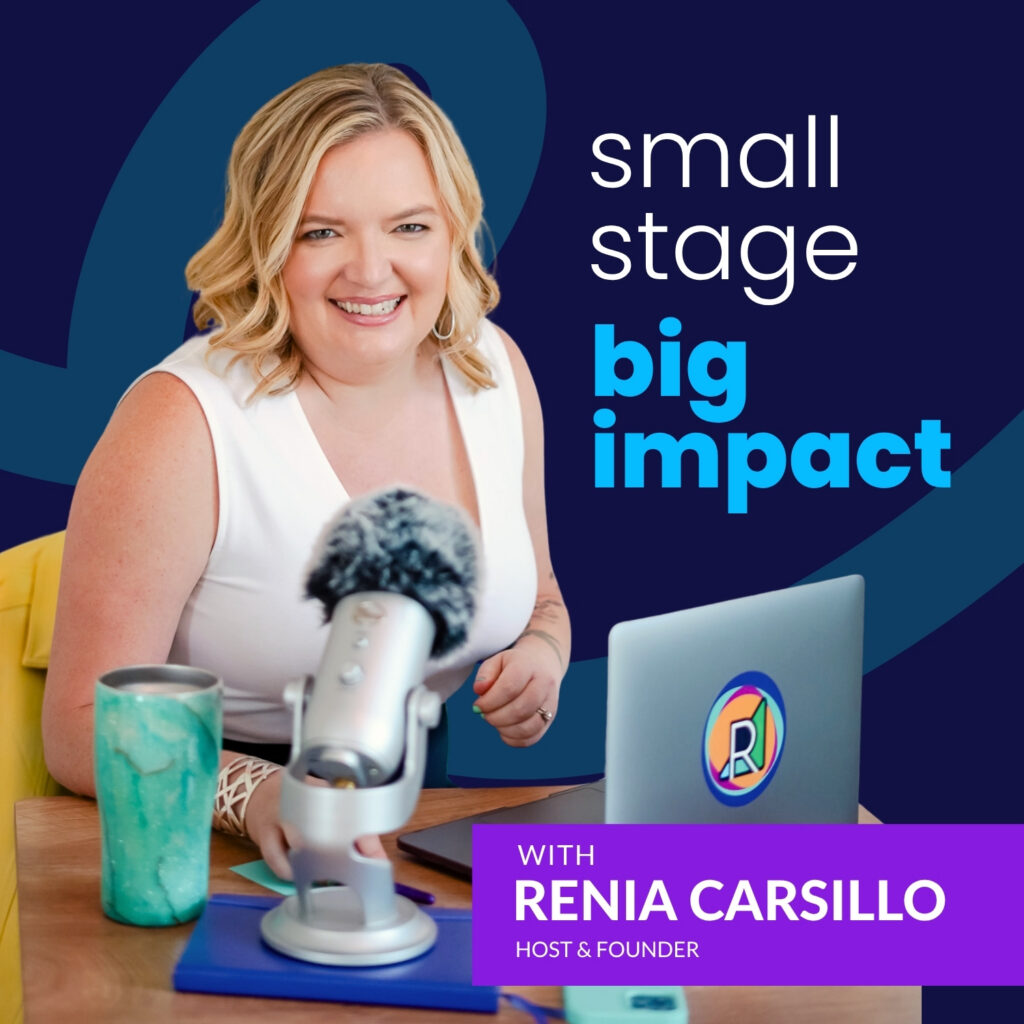 Renia Carsillo recording her business strategy podcast